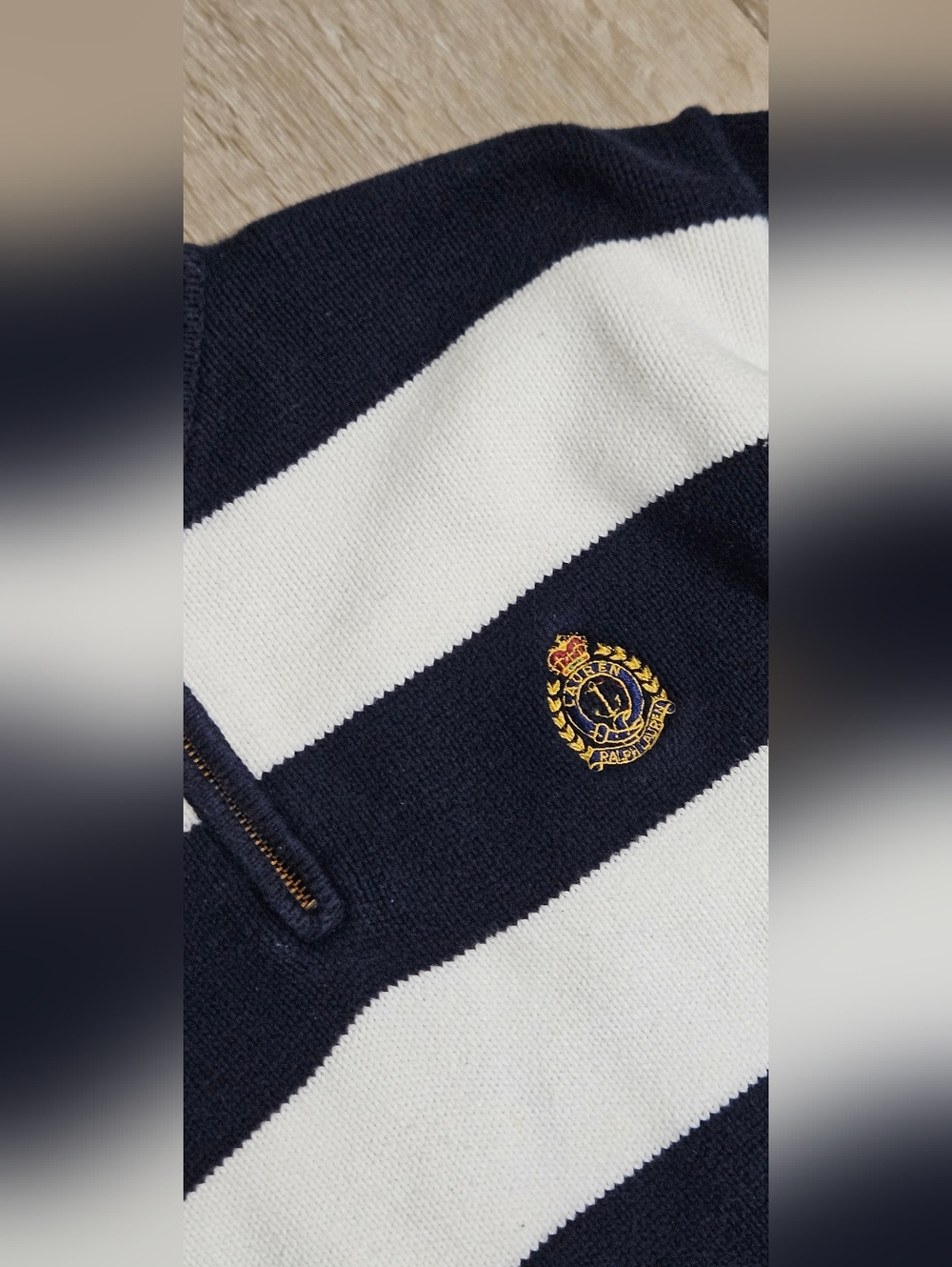 ralph lauren nautical sweater Womens Navy White Stripe Petite Large - Picture 4 of 9